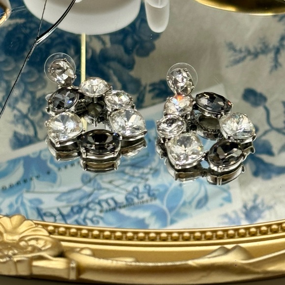 🆕 OSCAR DE LA RENTA 🧿 NWOT Crystal-Embellished Hoop Drop Earrings - Picture 4 of 16